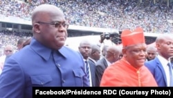 Président Félix Tshisekedi na mopanzi ya cardinal Fridolin Ambongo na stade des martyrs, Kinshasa, 17 novembre 2019. (Facebook/Présidence RDC)