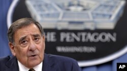 Defense Secretary Leon Panetta answers a question during a briefing at the Pentagon, May 10, 2012.