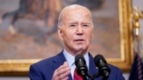 U.S. President Joe Biden speaks at the White House in Washington on May 2, 2024. On Friday — World Press Freedom Day — Biden called for all imprisoned journalists to be released.