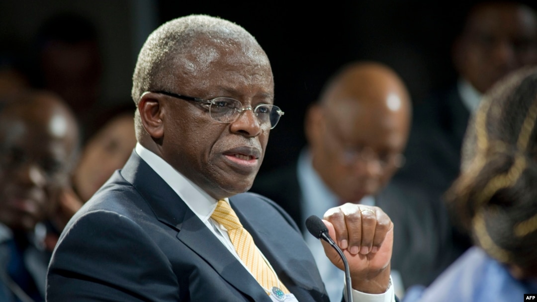 FILE - Uganda's then-prime minister, Amama Mbabazi, speaks at the World Economic Forum on Africa in Cape Town, South Africa, May 9, 2013. 
