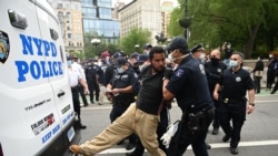 Police arrest a protestor during a "Black Lives Matter" demonstration on May 28, 2020 in New York City