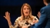 President of the European Parliament Roberta Metsola speaks during the Copenhagen Democracy Summit at Skuespilhuset in Copenhagen, Denmark, June 10, 2022.
