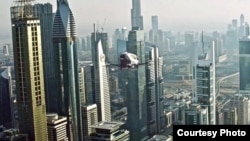Dubai is planning to launch an air taxi service in 2017. It will use self-flying drones built by China’s EHang Inc. The battery-powered egg-shaped EHang 184 aircraft is designed to transport one passenger on short to medium range trips. (EHang Inc.)