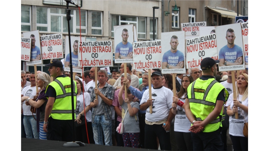 Bosnia and Herzegovina - On the square of Susan Sontag, in front of the National Theater in Sarajevo, protest the "Justice for Dzenan" is held. In this protest citizens ask for justice to be satisfied in the case of Dzenan Memic, who died on February 8, 2