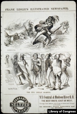 Engraving from Oct. 1, 1881 issue of popular Frank Leslie's newspaper. Stereotypes of the "savage" or "defeated" Indian have helped shape public opinion about Native Americans for more than 200 years.