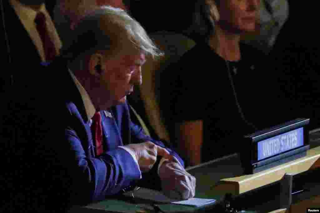 ABŞ prezidenti Donald Tramp Nyu York şəhərində keçirilən BMT-nin Qlobal İqlim sammitində &nbsp;