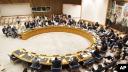 A wide view of the United Nations Security Council as it meets on the situation in Syria, 27 April 2011