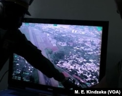 View of Yaounde from the aircraft during reconnassance flight.