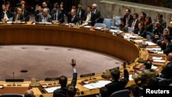 FILE - The UN security council in session.