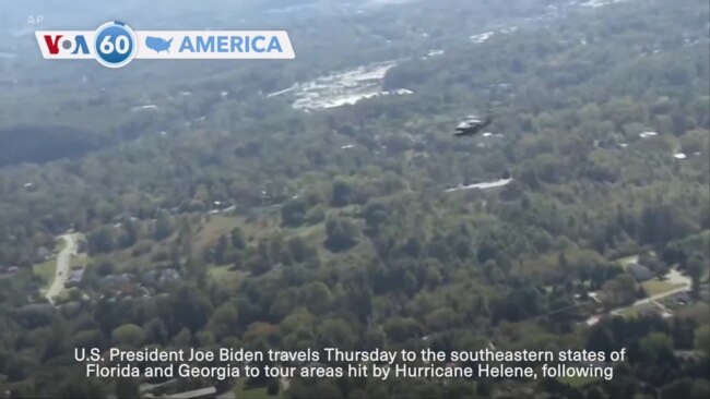 VOA60 America - Biden to survey Hurricane Helene’s aftermath in Florida, Georgia