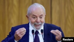 El presidente de Brasil, Luiz Inácio Lula da Silva, al reunirse con el primer ministro de España, Pedro Sánchez (no en la foto) en el Palacio de Planalto en Brasilia, Brasil, el 6 de marzo de 2024.