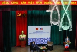 U.S. Defense Secretary Mark Esper speaks at the Diplomatic Academy of Vietnam in Hanoi, Vietnam, Nov. 20, 2019.