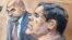 FILE - The accused Mexican drug lord Joaquin "El Chapo" Guzman (R), appears with defense attorney A. Eduardo Balarezo (L) in this courtroom sketch as he appears in Brooklyn federal court in New York, Nov. 19, 2018.