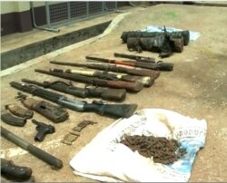 Weapons seized from fighters, Apr. 19, 2021. (Moki Edwin Kindzeka/VOA)