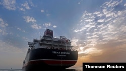 FILE - Stena Impero, a British-flagged vessel owned by Stena Bulk, is seen at Bandar Abbas port, July 21, 2019.