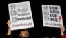 FILE - People shout slogans as they hold placards that read "stop censorship" during a rally against a bill which would, among other things, allow Turkey's telecommunications authority to directly block access to websites in Ankara, Turkey.