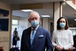 Britain's Prince Charles arrives for a visit to an NHS vaccine pop-up clinic at Jesus House church, London, March 9, 2021.