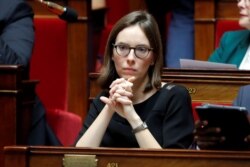 FILE - Member of parliament Amelie de Montchalin attends a government session at the National Assembly in Paris, France, Oct. 24, 2017.