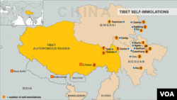 Map of Tibetan self-immolations, updated August 15, 2012