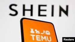 Archivo - Un teléfono muestra los logotipos de Shein y Temu.