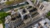 An image made available by Gigarama.ru on Wednesday April 17, 2019 shows an aerial shot of the fire damage to Notre Dame cathedral in Paris on Tuesday April 16.