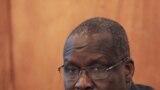 FILE - John Luk Jok, former South Sudanese Minister of Justice, speaks at a joint press conference in the Ethiopian capital Addis Ababa, Feb. 13, 2014.