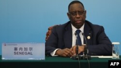 Le président sénégalais Macky Sall lors d'une conférence de presse conjointe dans le cadre du Forum sur la coopération sino-africaine au Grand Palais du Peuple à Beijing, le 4 septembre 2018.