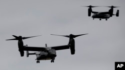 Архівне фото: Вертольоти морської піхоти США V-22 Osprey над Нью-Йорком, 2014 рік