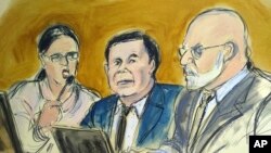 Imagen ilustrativa del juicio al narcotraficante mexicano Joaquín "El Chapo" Guzmán en un tribunal en Brooklyn, el jueves 7 de febrero de 2019.
