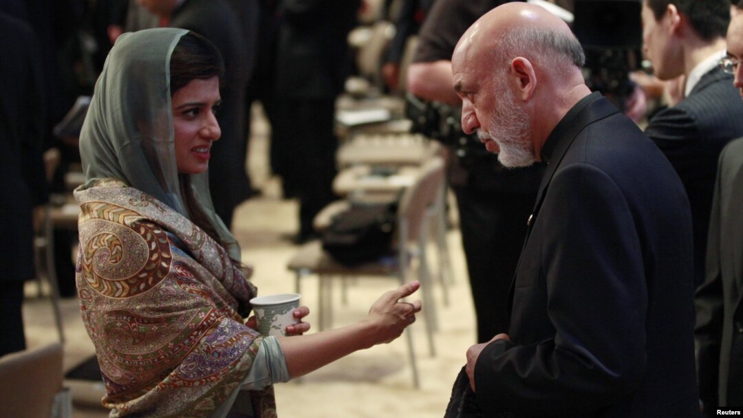Pokiston Tashqi ishlar vazirasi Hina Rabboniy Xar, Afg'oniston rahbari Hamid Karzay
