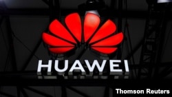 A Huawei logo is seen at the Mobile World Congress (MWC) in Shanghai, Aug. 27, 2021.