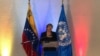 La Alta Comisionada de Derechos Humanos de la ONU, Michelle Bachelet, en rueda de prensa en Caracas, Venezuela. Junio 21, 2019. Foto: Alvaro Algarra, VOA. 