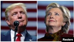U.S. presidential candidates Donald Trump and Hillary Clinton attend campaign events in Hershey, Pennsylvania, Nov. 4, 2016 (L) and Pittsburgh, Pennsylvania, Oct. 22, 2016 in a combination of file photos.