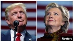U.S. presidential candidates Donald Trump and Hillary Clinton attend campaign events in Hershey, Pennsylvania, Nov. 4, 2016 (L) and Pittsburgh, Pennsylvania, Oct. 22, 2016 in a combination of file photos. 