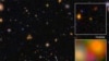 La galaxie EGS8p7, vue à partir des télescopes Hubble et Spitzer (NASA)
