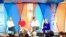 Dari kiri ke kanan, moderator Richard Wilhelm, panelis Joseph S. Nye Jr, David Ensor, Madeleine Albright, pada Aspen Ideas Festival (6/30) 