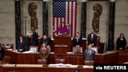 Rep. Diana Degette pounds the gavel to open the US House of Representatives session to discuss rules ahead a vote on two articles of impeachment against President Donald Trump, Dec. 17, 2019.