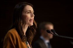 New Zealand's Prime Minister Jacinda Ardern speaks during a press conference about the COVID-19 coronavirus at Parliament in Wellington on June 8, 2020.