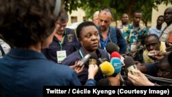 La députée européenne italienne Cécile Kyenge, chef de la mission des observateurs de l'Union européenne (UE) au Mali tient un point de presse à Bamako, le 31 juillet 2018. (Twitter/Cécile Kyenge)