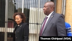 Saviour Kasukuwere outside a Zimbabwean court