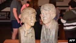 Busts of Jimmy and Rosalynn Carter are seen at the Jimmy Carter National Historic Park in Plains, Georgia, on Dec. 30, 2024.