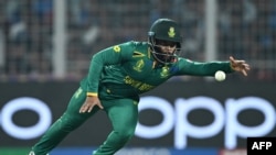 South Africa's Temba Bavuma fields during the 2023 ICC Men's Cricket World Cup one-day international (ODI) second semi-final match against Australia at the Eden Gardens in Kolkata on November 16, 2023.