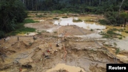 A drone view shows the excavated pits for illegal mining at the Prestea-Huni Valley Municipal District in the Western Region, Ghana August 17, 2024. (REUTERS/Francis Kokoroko)