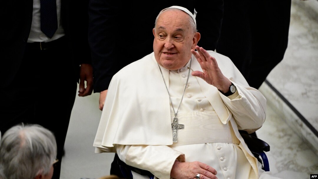 Pope Francis greets people at the end of an audience to the participants of the Pilgrimage Episcopal Conference of Scandinavia, on Feb. 3, 2025