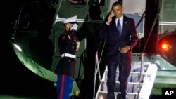 President Barack arrives on the South Lawn of the White House in Washington, Sept. 6, 2013.