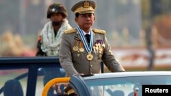 Panglima militer Myanmar, Jenderal Min Aung Hlaing dalam acara parade kemerdekaan di Naypyitaw, Myanmar (foto: dok).