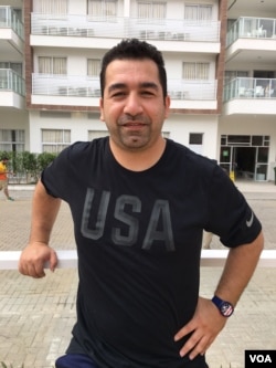 Shahin Nasirinia, a coach for the U.S. weightlifting team, in Rio de Janeiro, Brazil (P. Brewer/VOA)