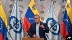 ARCHIVO - El fiscal general, Tarek William Saab, durante una conferencia de prensa desde el Ministerio Público en Caracas. 
