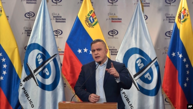 ARCHIVO - El fiscal general, Tarek William Saab, durante una conferencia de prensa desde el Ministerio Público en Caracas. 