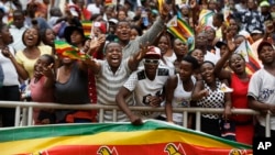 FILE: Spectators cheer from the stands at the inauguration ceremony of President Emmerson Mnangagwa in the capital Harare, Zimbabwe, Nov. 24, 2017.